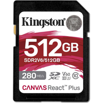 Карта памяти 512Gb SD KINGSTON CANVAS REACT PLUS (SDR2V6/512GB) Карта памяти 512Gb SD KINGSTON CANVAS REACT PLUS (SDR2V6/512GB)