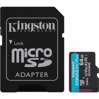Карта памяти KINGSTON 64GB microSDXC Canvas Go Plus 170R A2 U3 V30 Card + ADP Карта памяти KINGSTON 64GB microSDXC Canvas Go Plus 170R A2 U3 V30 Card + ADP