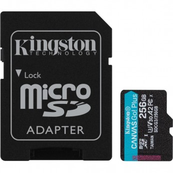 Карта памяти microSDXC UHS-I U3 KINGSTON CANVAS GO! PLUS 256 ГБ, 170 МБ/с, Class 10, SDCG3/256GB, 1 шт., переходник SD Карта памяти microSDXC UHS-I U3 KINGSTON CANVAS GO! PLUS 256 ГБ, 170 МБ/с, Class 10, SDCG3/256GB, 1 шт., переходник SD
